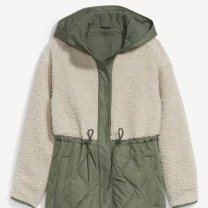 Hooded Sherpa Quilted Hybrid Coat